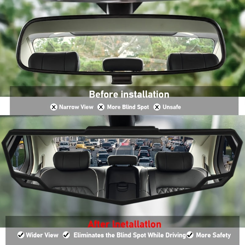 TEMU Universal Hd Clip-on Panoramic Rearview Mirror - Wide-angle View, Minimizes Blind Spots - Driving Safety For All Vehicles, Blind Spot Mirror