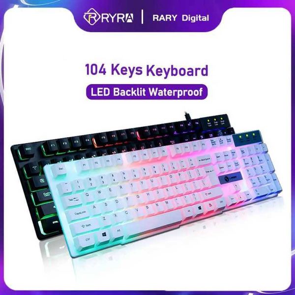 RYRA Gaming Membrane Keyboard Wired 104 Keys Keyboard With LED Backlit Waterproof Electronic Keyboard For Computer Laptop GamerCL240709