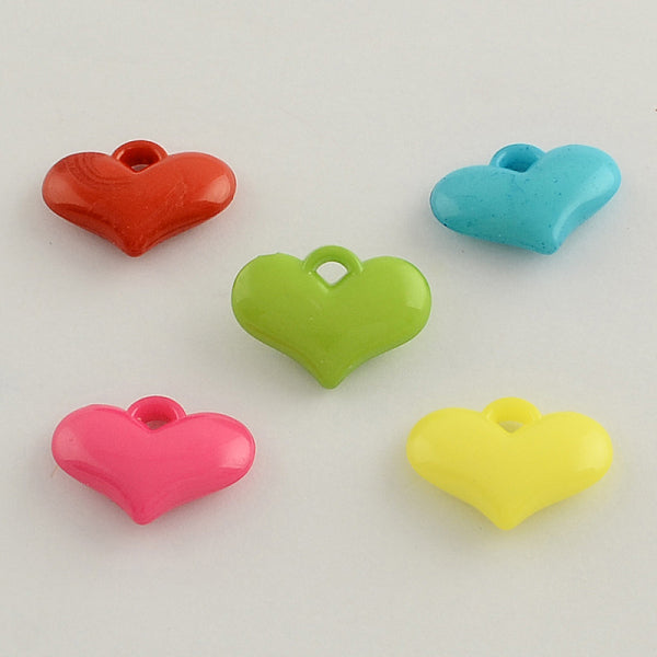 Charms del corazón de acrílico opaco