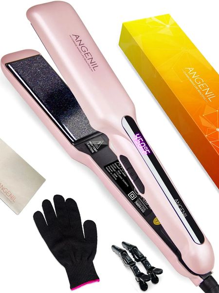 Straighteners ANGENIL Flat 16 Inch Wide Curg Iron One Argan Oil Dual Voltage Hair Straightener and Curler 2 in 1 Fast Heating 231101