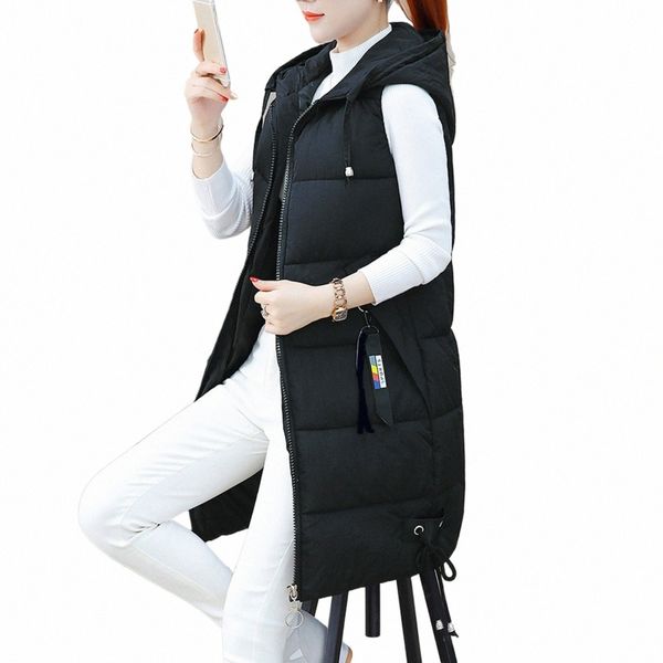 women Vest Jacket Casual Solid Coat Hooded Zipper Pocket Loose Sleeveless Fashion Autumn And Winter Plush Long Coat Outerwears p4rL#