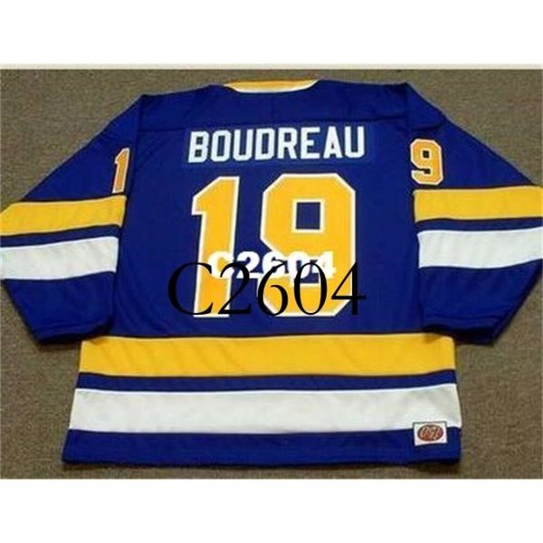 GC2604 Men #19 BRUCE BOUDREAU Minnesota Fighting Saints 1975 WHA RETRO Home Hockey Jersey or custom any name or number retro Jersey