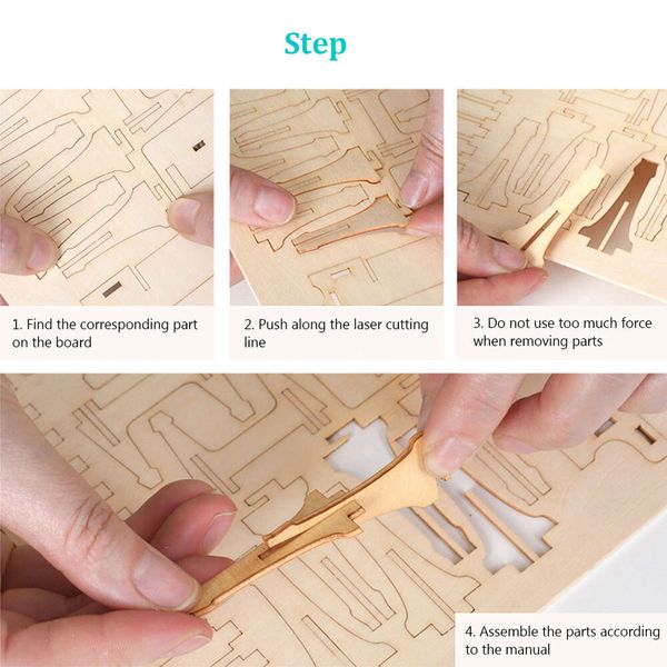 Laser Cutting DIY Sailing Ship Train Airplane Toys 3D Wooden Puzzle Toy Model Kits Desk Decoration for Children Kids YHN