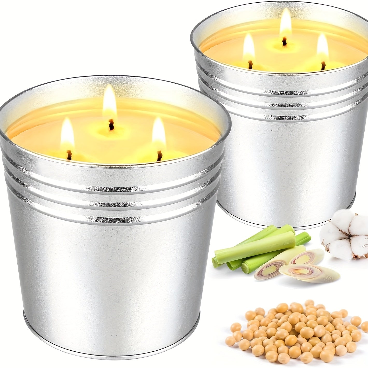 TEMU Halloween Christmas [2 Iron Bucket Citronella Oil Candles ]citronella Oil Candles, Summer Atmosphere Candles, Iron Bucket Reusable, Outdoor