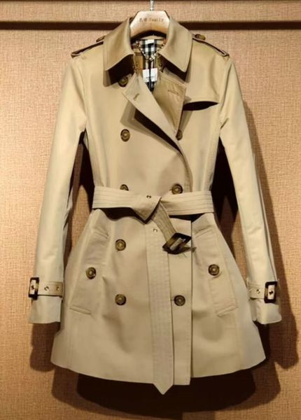 Women heritage trench coats designer outerwear Elegant Belt Coat Loose long-length Windbreaker Lapel Double Breasted Slim Cotton Jackets