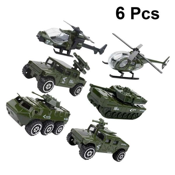 6 pieces 1 87 alloy scooter model set alloy car mini die-casting car toy set helicopter tank car set W240830