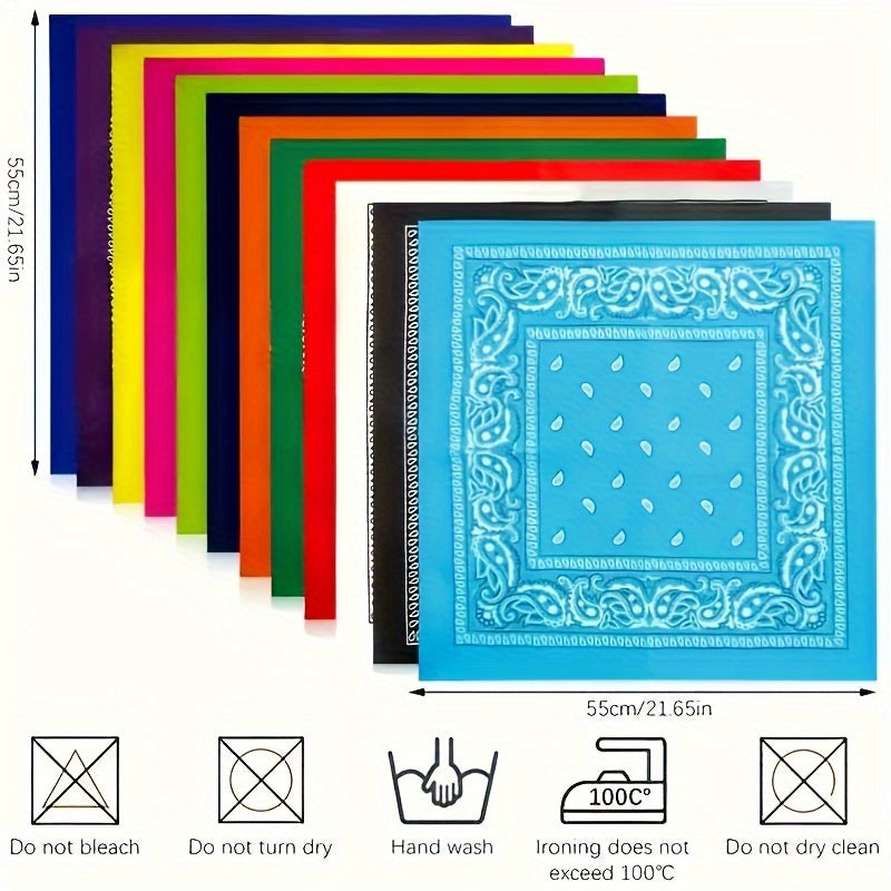 TEMU 12pcs Outdoor Sports Headbands & Face Masks - Western Cowboy Paisley Design, 12 Vibrant Colors, Breathable Polyester Multi-use For Cycling,