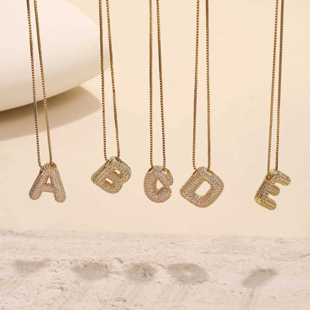 BenS Stainless Steel 26 Letter Womens Necklace Bubble Gold Plated Initial Letter Pendant Necklace Jewelry Wholesale N13 W241121