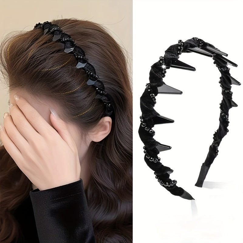 TEMU 1pc Elegant Black Headband With Sleek, - Office & Casual Attire, Styling | | Sleek Headband