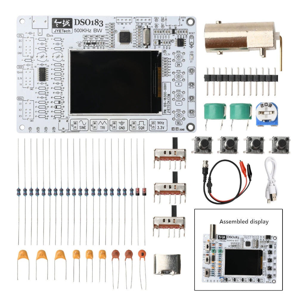 JYETech DSO183 DIY Oscilloscope Kit 500KHz ADC Built in Signal Generator Waveform Display for Electronic Competition Tra