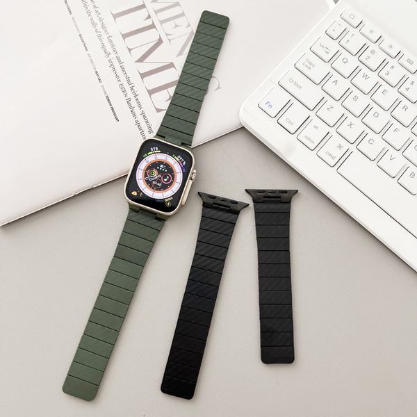 Suitable for apple watch band Smartwatch applewatch series 9 ultra 2 watch with Apple Watch 4 5 6 7 metal carbon fiber magnetic suction appl