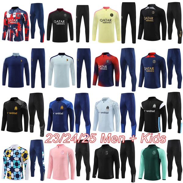 French PSGes tracksuits 2024 algeria marseilles mens soccer tracksuit kids football kits 23 24 25 paris MBAPPE men football tracksuit traini