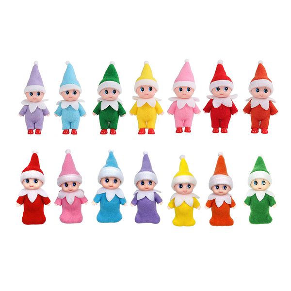 Christmas Mini Babies Elf Dolls Twins Todder Clothes Plushies 9cm 3.5inch Plush Toys Accessories Decoration Gifts for Girls Boys Children Ki
