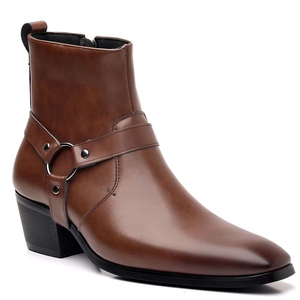 Men High Quality Mens Boots Fashion er Chelsea Boots Cowboy Boots Black Brown Zip Wedding Office Dress Shoes Male 241114