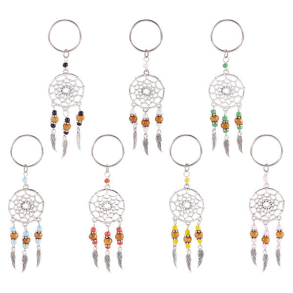 14 porte-clés en alliage et graines de verre