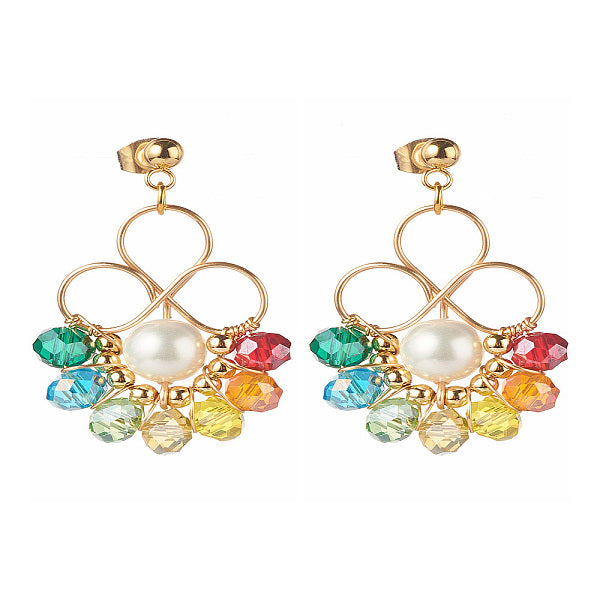 Boucles d'oreilles pendantes en perles de verre colorées pour filles