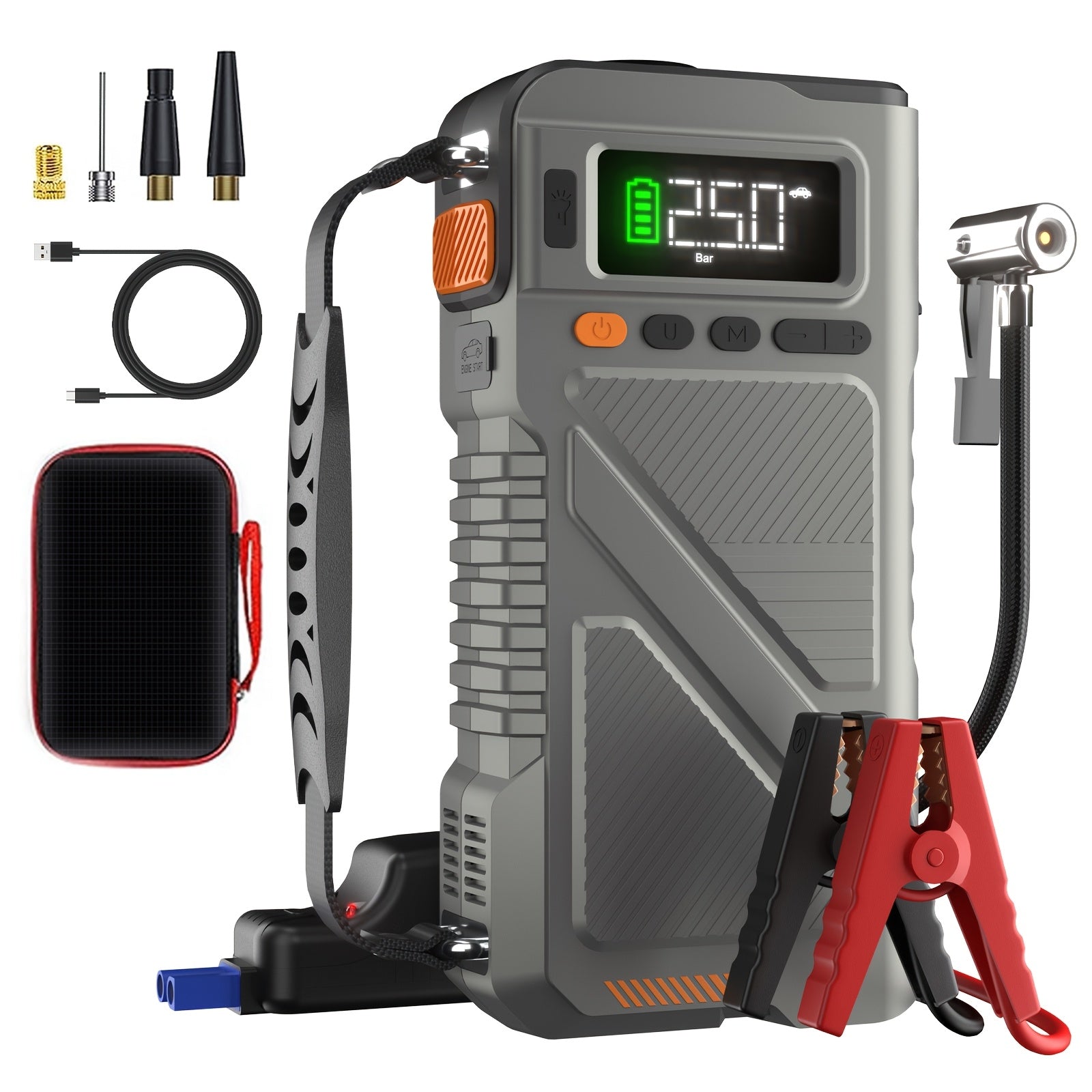 TEMU 8000a Jump Starter With Air Compressor, Car Battery Portable Jumper Box (all Gas-12l -10l) 150psi Tire Inflator Combo, 12v Lithium Battery Jump