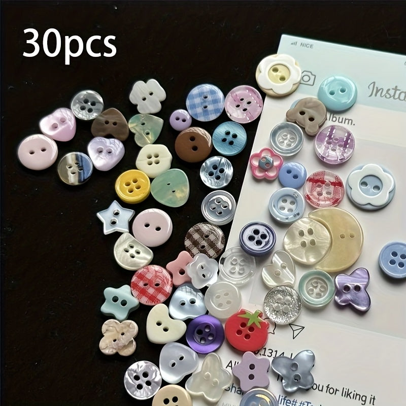 TEMU 30pcs Colorful Button Set, Suitable For , Knitting And Craft Decoration