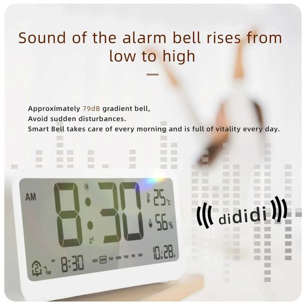 Digital Alarm Clock Table Electronics Wall Temperature Humidity Calendar Week Bedroom Child Desk Wah Night Light DecorationsT250115