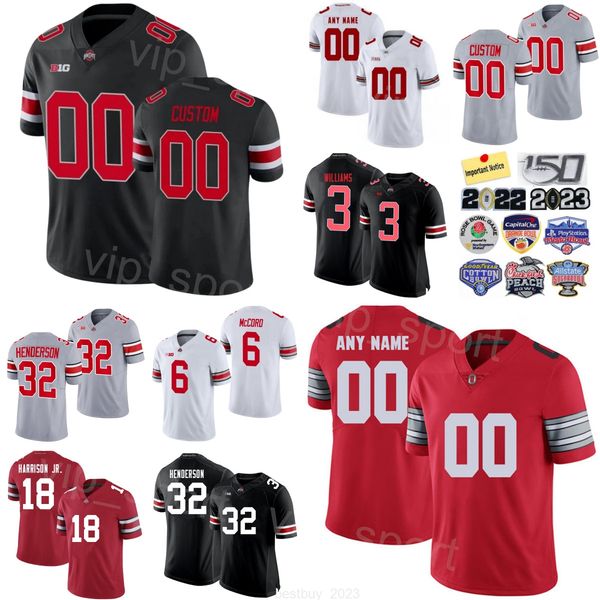 Hot Mans College Football State Buckeyes 32 Treveyon Henderson Jerseys 19 Chip Trayanum 18 Marvin Harrison Jr 8 Cade Stover Miyan Williams K