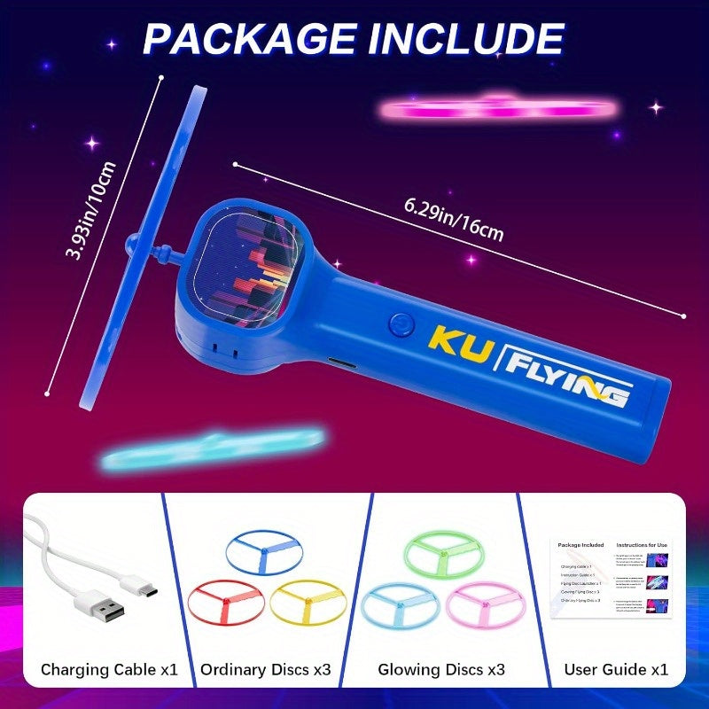 TEMU Rotating Ufo Toy, Luminous Ufo, With 6 , Handheld, Led Luminous Electric Toy, Suitable For Family Games, Parent-child , Gifts, Birthday Party