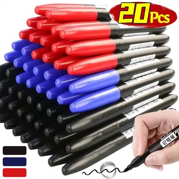 120Pcs Permanent Marker Pen Drawing Markers OilBased Waterproof Black Blue Red Ink Sketch Pens Stationery Art School Supplies 250102