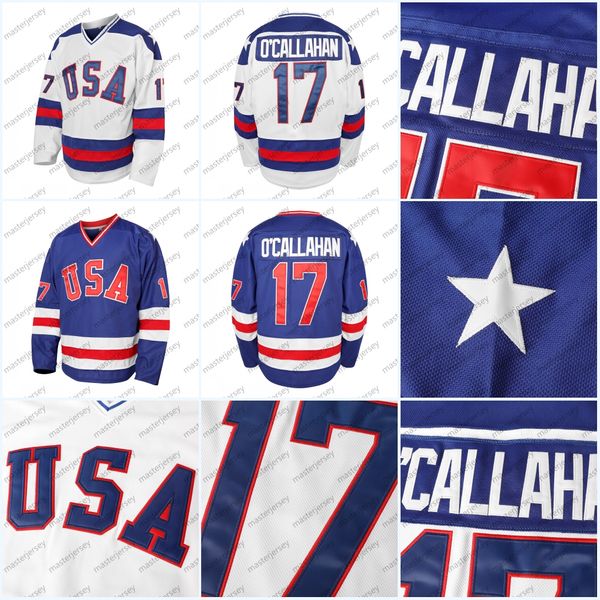 17 Jack Ocallahan Man Retro 1980 USA Ice Hockey Jerseys Stitched Hockey Jerseys In Stock Fast Shipping Loose Fit V-Neck Jersey
