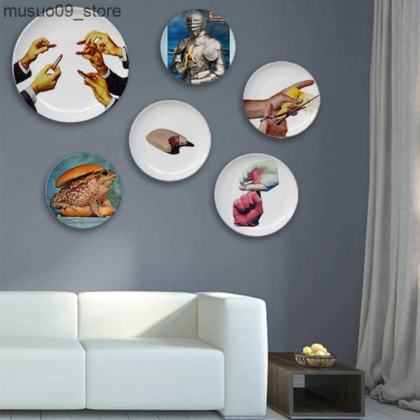 Decorative Plates Italy Magazine Illustration Plate Home Decorative Creative Photography Dish Ceramic Craft Cool Desk Plates Porcelain Paint