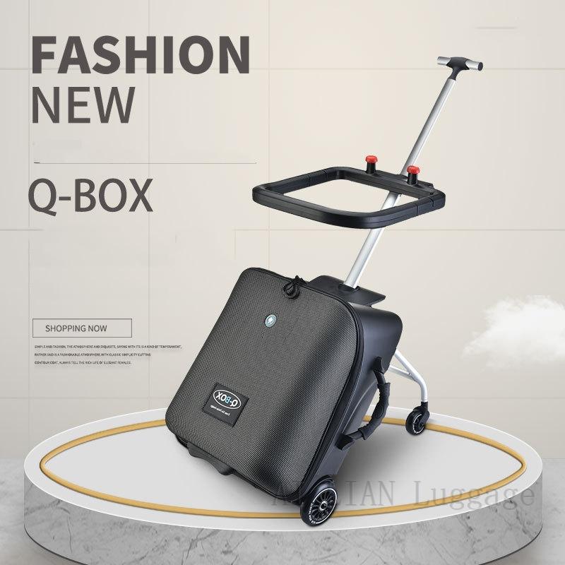 Suitcases Upgraded Version Baby Ride On Trolley Luggage Lazy Kids Case Box Scooter Suitcase Rolling Carry Ons 20 InchSuitcases
