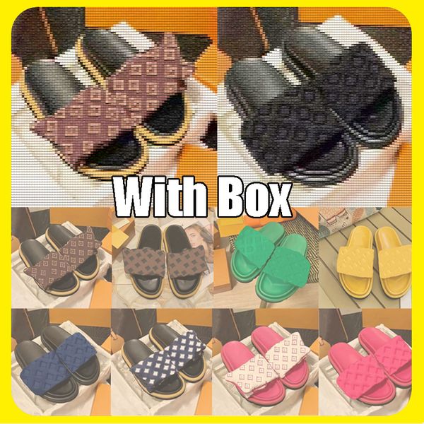 Designers Pool Pillow slides Slippers Slides Sandals Famous Designer Women Sunset Flat Mules Padded Front Strap Style Slides mens womens 202
