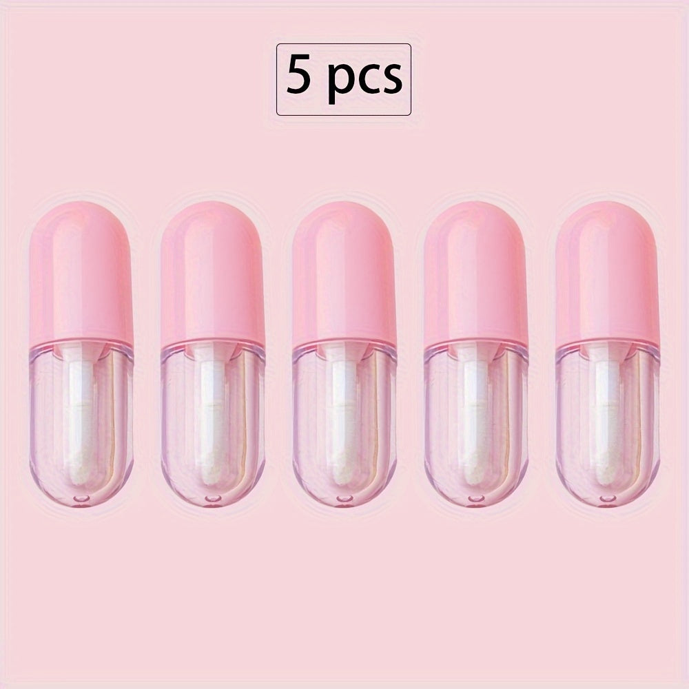 TEMU 5pcs 2ml Refillable Mini Lip Gloss Tubes And Balm Jars Diy Lip Oil Travel Transparent Lipstick Containers For Women And Girls Makeup Accessories