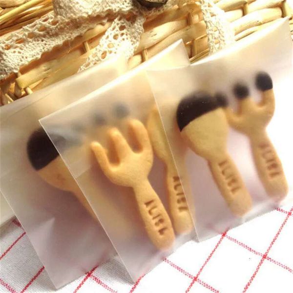 100 Pcs-Lot Thick Frosted Cookie Self-Adhesive Bag Button Biscuit Cookies Packaging Translucent Without Pattern