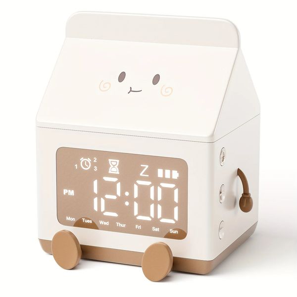 Creative Milk Box Digital Alarm Clock Date Display Mini Countdown Cute Electronic Bedroom Table Clock 250207