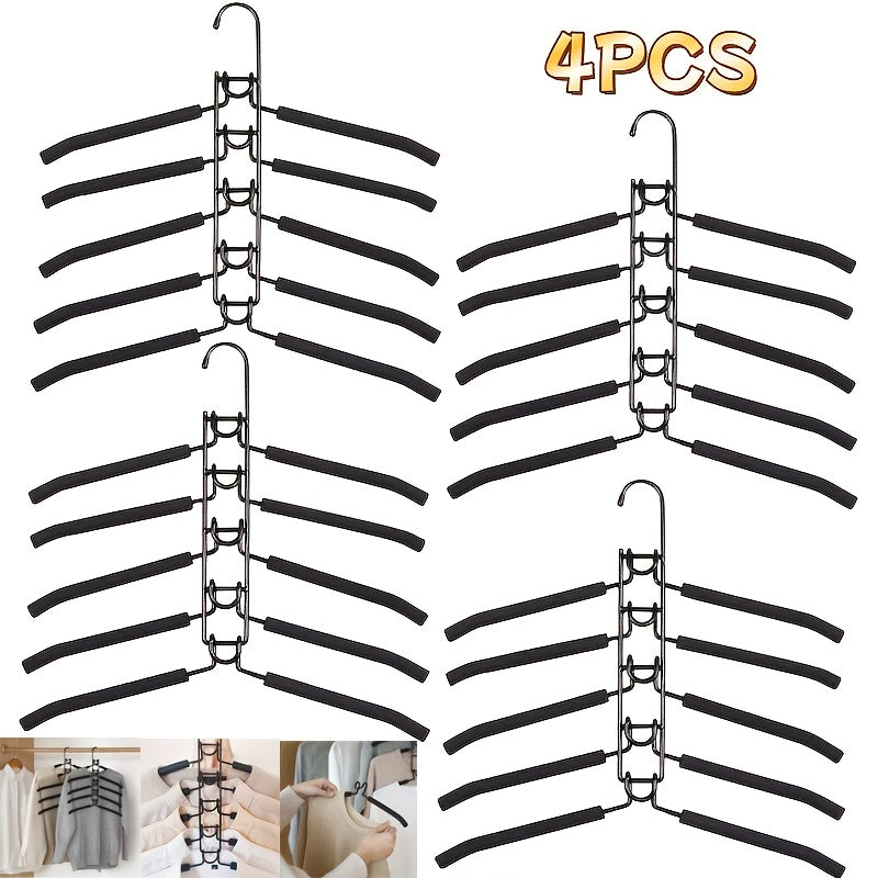 TEMU 4-2pcs Saver Hangers - 5-layer Detachable Non-slip Eva Foam Padded Heavy Duty Plastic Closet Organizers For Coats, Suits, Sweaters, T-shirts,