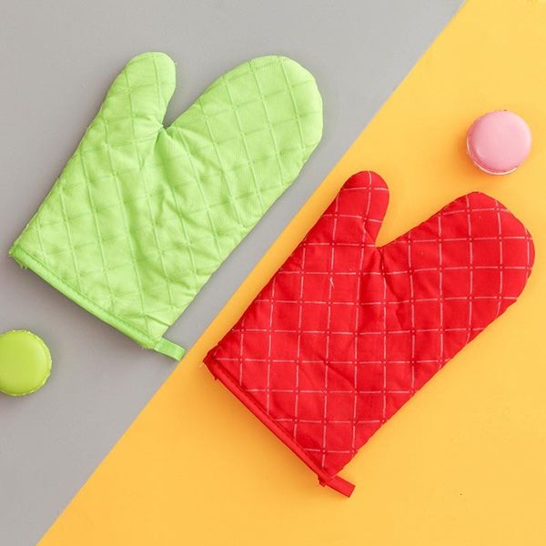cotton artistic solid color insulated gloves, microwave anti scald kitchen baking oven special gloves