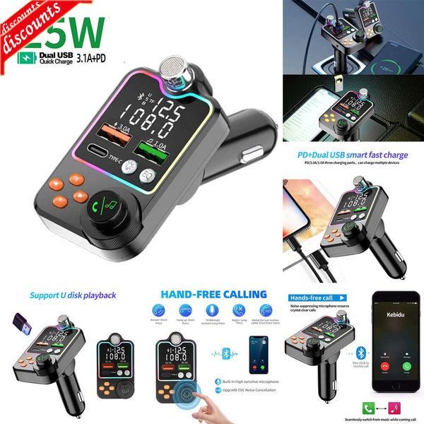 New Other Auto Electronics Modulator Transmitter Bluetooth 5.0 FM Transmiter 3.1A Dual USB Port PD Charging Handsfree Car Kit Wireless Aux A