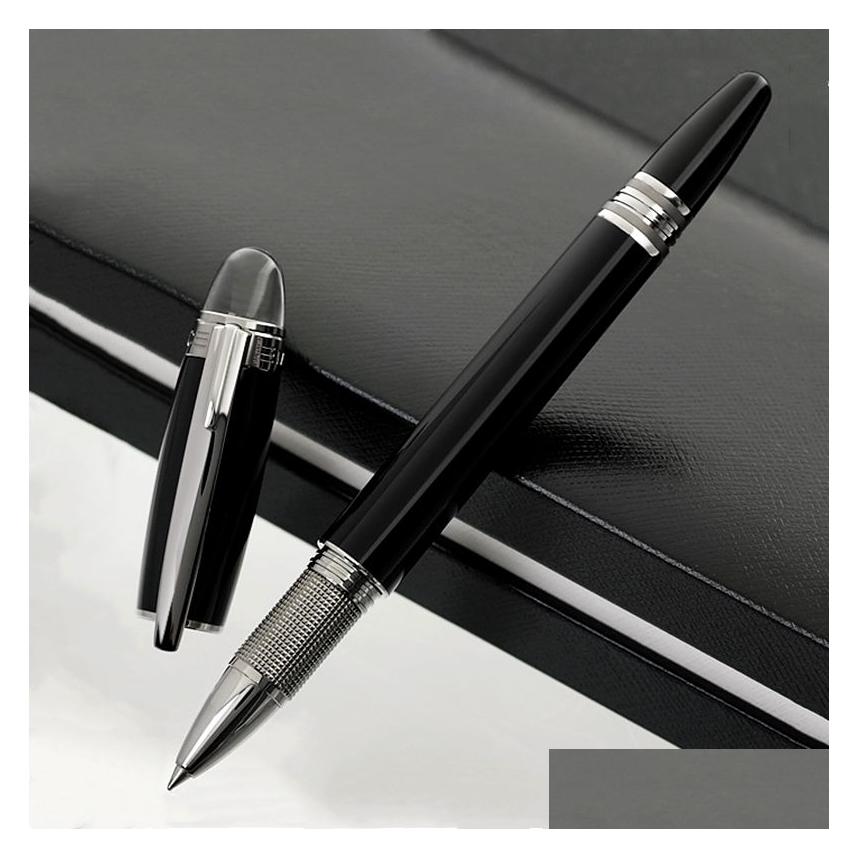 Ballpoint Pens Wholesale Luxury Monte Black Resin And Crystal Star Top Rollerball Pen Office School Writing Fountain With Serial Numbe Dhjcv