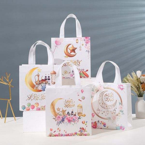 Eid Mubarak Nonwoven Fabric Gift Bags Muslim Islamic Festival Party Cookie Candy Packaging Box Ramadan Kareem Favors Supply