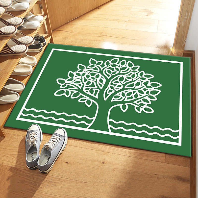 Green Tree Five Elements Wood Feng Shui Floor Mat Carpet Porch Entrance Silk Circle Floor Mat