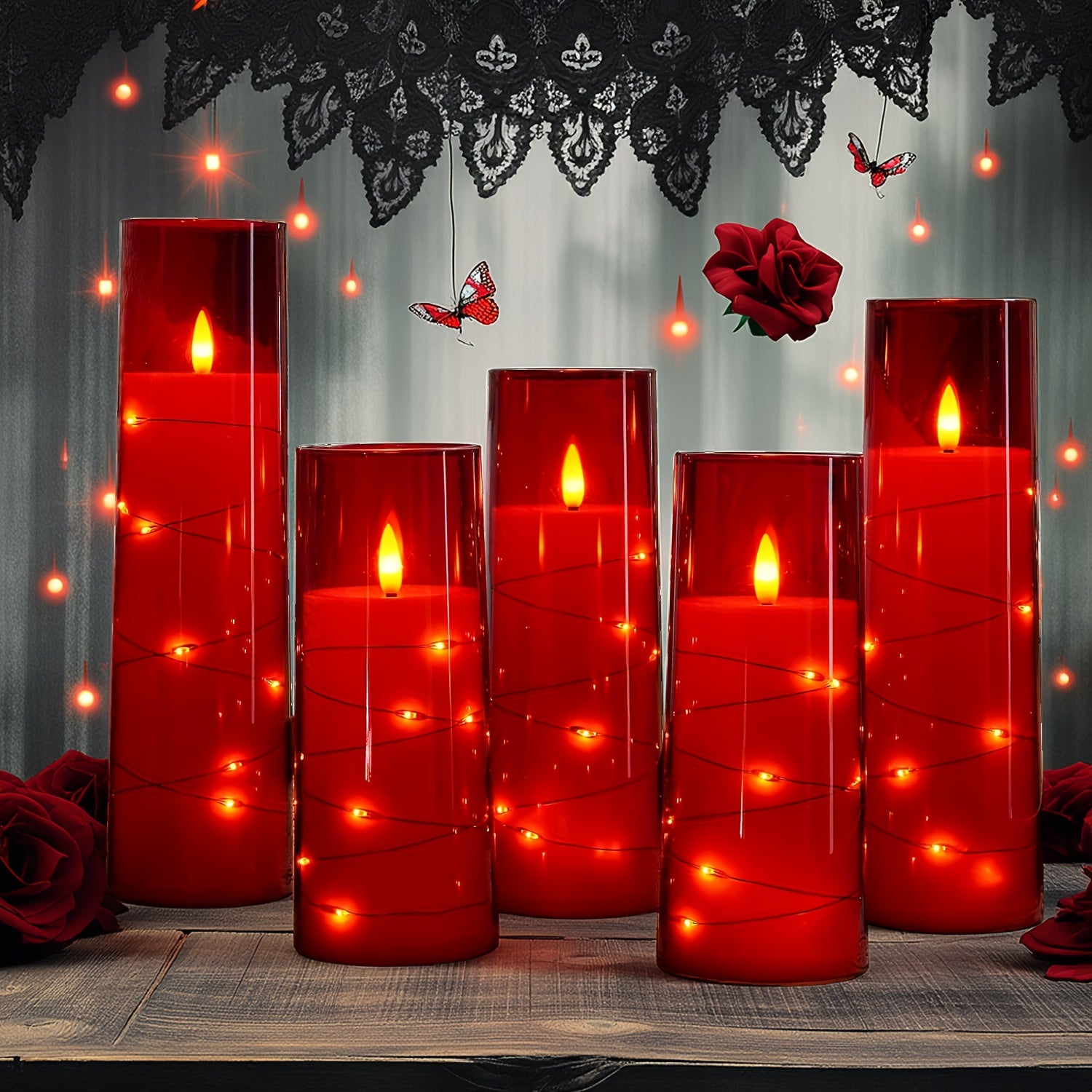 TEMU Flameless Led Candles With Embedded Star String, 5pcs Battery Operated Acrylic Pillar Candles With Timer And Remote, Flickering Candles For