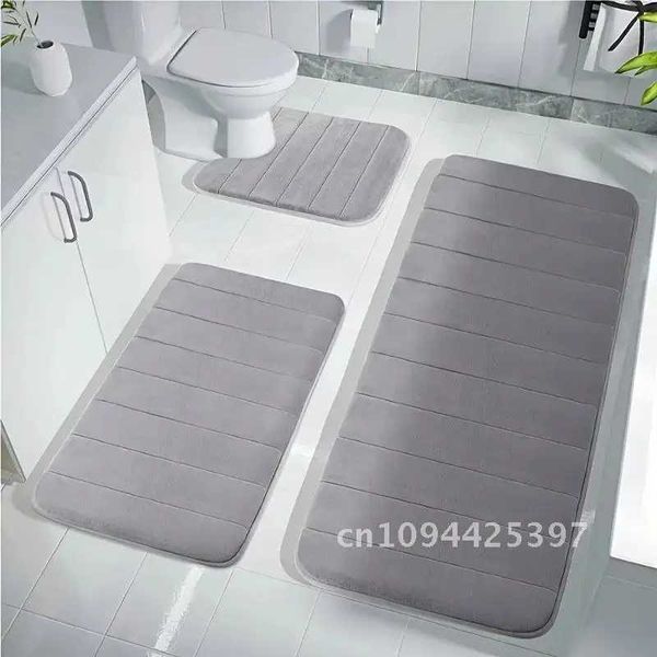 3 Pcs Bathroom Mat Set Non-slip Toilet Carpet Memory Foam Absorbent Bathroom Floor Mats Shower Rug Home Decor Waterproof FootpadC241227