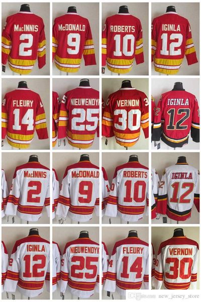 1972-1999 Movie Retro CCM Hockey Jersey Embroidery 9 Lanny McDonald 10 Gary Roberts 12 Jarome Iginla 14 Theoren Fleury 25 Joe Nieuwendyk 30