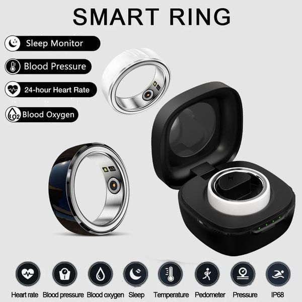 2024 Smart Ring Health Men Women Thermometer Blood Pressure Heart Rate Sleep Monitor IP68 Waterproof for IOS Android