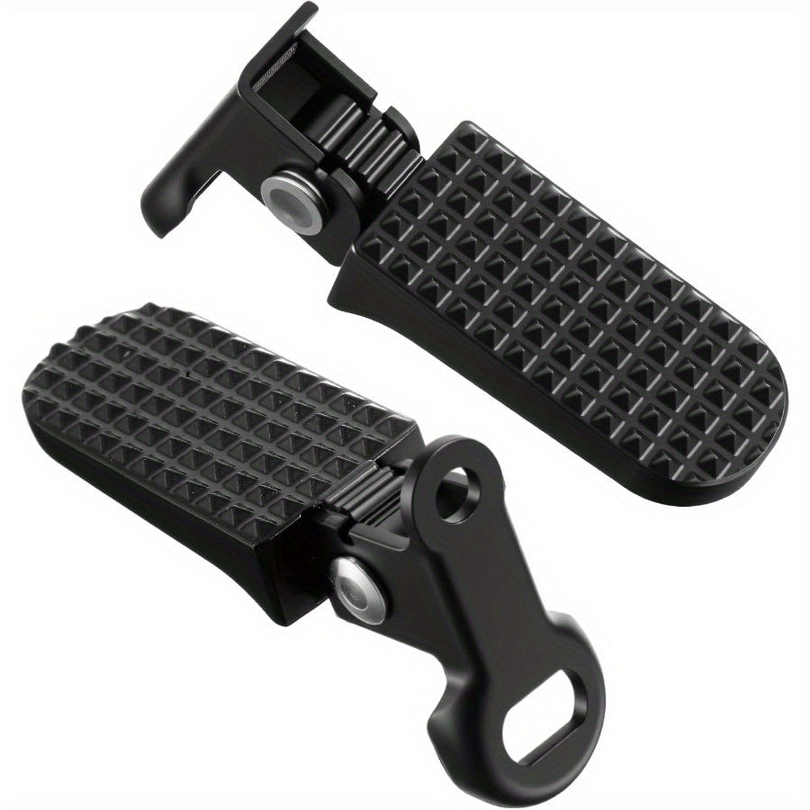 TEMU 1 Pair Aluminum Alloy Bike Foot Pegs - Non-slip Quick Release Rear Pedals With Textured Grip, Durable Lightweight Design For Folding Bikes,
