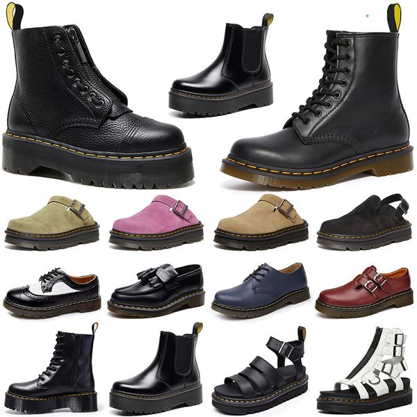 Designer de frete grátis Doc Martines Boots Martin Men Plataforma Triple Black Black Booties Slide Mens Womens Boot Outdoor Shoes