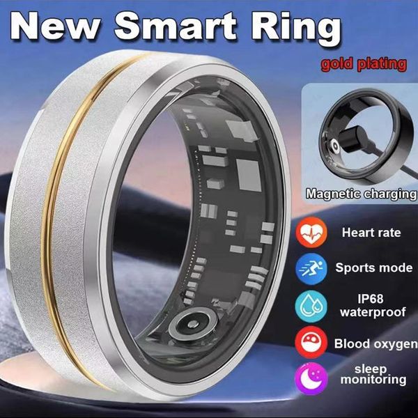 Smart Intelligent Ring Military Grade Titanium Steel Health Monitoring Heart Rate Blood Oxygen Sleep Recording Sports Tracker IP68 Waterproo