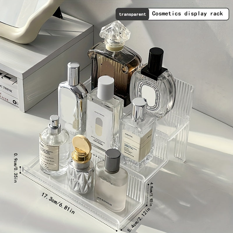 TEMU Cosmetic Display Stand, Transparent Plastic Jewelry Organizer, Freestanding Makeup Storage Rack, Versatile Tabletop Showcase For Bathroom And