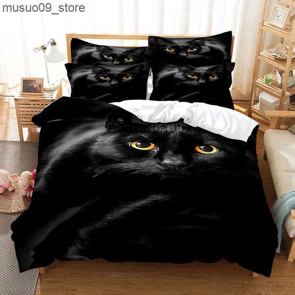 Bedding sets Black Cat Duvets Covers Cotton Duvet Cover Bed 150 Bedding 160x200 Set Couple Bed Quilt Comforter Sets 220x240 Double King Size