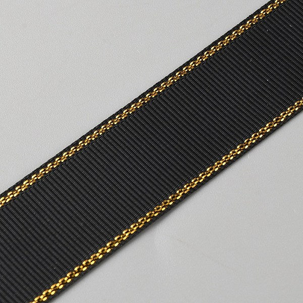 Cinta de grosgrain de poliéster con borde dorado