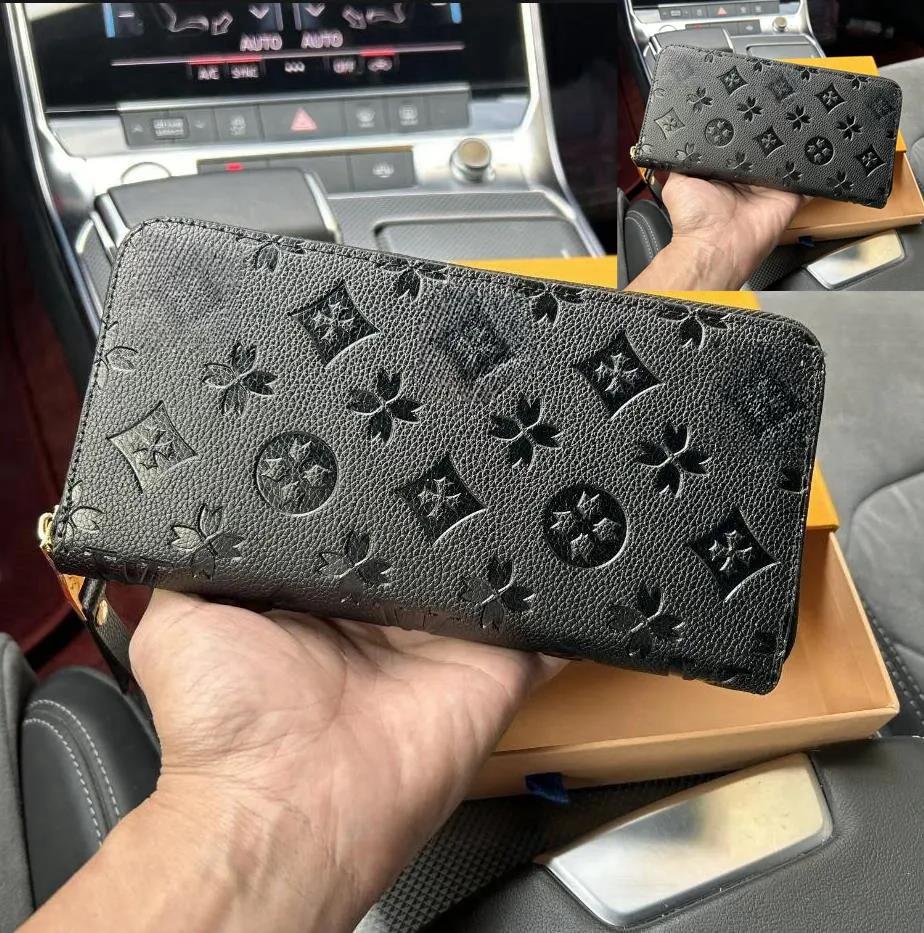 High Quality Fashion Black Empreinte Women Clutch Lady Ladies Long PU Leather Single Zipper Wallets Classical Corn Card Holder Purse Wallet